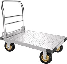 Platform Truck Heavy Duty Push Cart Dolly with 6'' Wheels 2000 LBS Capacity S...