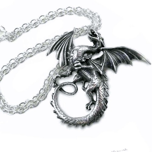 The Whitby Wyrm Pendant Necklace Yorkshire Dragon Gothic Mythic, Alchemy England - Picture 2 of 5