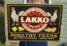 Lakko Milling Company Poultry Feeds Metal Farm Hardware Store Advertising Sign