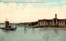 Coscob CT - Electric Power House for Railroad at  Connecticut Postcard