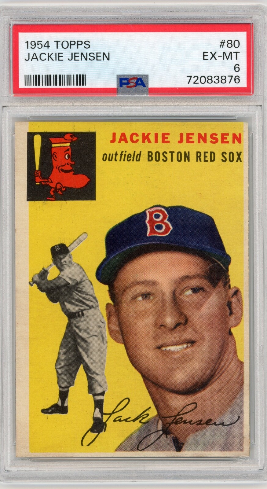 1954 Topps Jackie Jensen #80 PSA 6 EX-MT