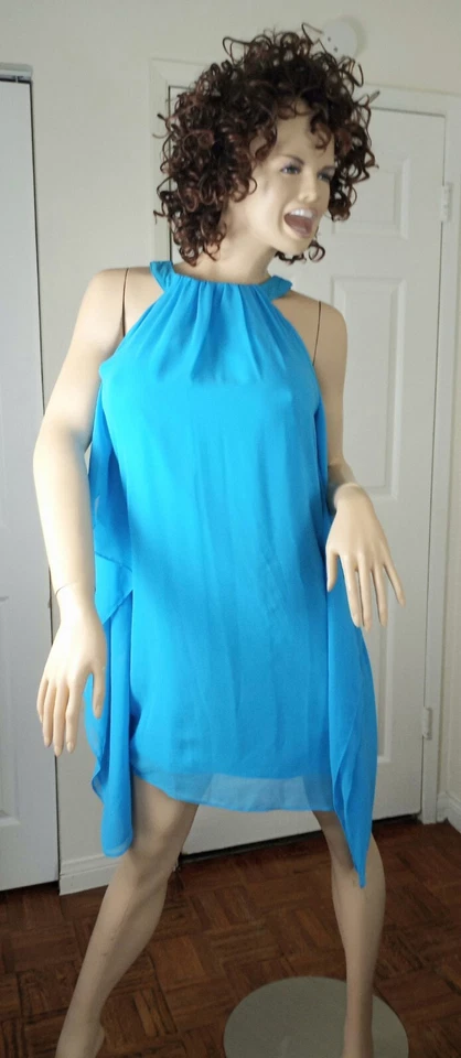 VESTIDO DE NOITE BADGLEY MISCHKA PARA CACHE, VESTIDO DE DAMA DE HONRA AZUL CELESTE TAMANHO 4/S-M - Imagem 3 de 4