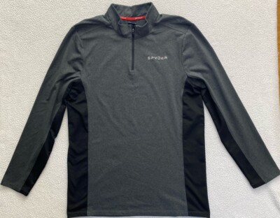 spyder active 1/4 zip ProW B 4 Way Stretch Pullover Men's Large Gray Black