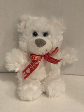 First  Main White Teddy Bear 7  Valentine Red Ribbon Love Hugs Bow Unused
