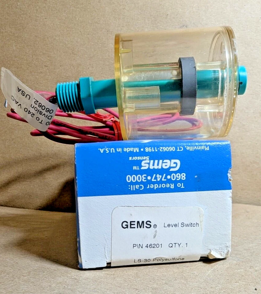 Gems Sensors 46201 LEVEL SWITCH,Polysulfone, LS-30, SPST, 20VA (New In Box) - Image 2 of 4