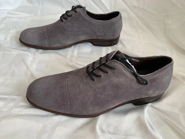 John Varvatos USA Seagher Coal Suede Leather Oxford Dress Shoes