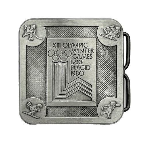 Vintage Winter Olympics Belt Buckle 1980 Lake Placid Round  display picture 1
