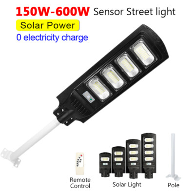 160-800W LED Street Lights Solar Power Lamps IP65 Pole Remote Control Outdoor