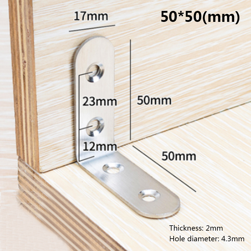 Edelstahl Winkelverbinder Für Holz - Größe Wählbar 20-150mm, 4 Löcher, 304 Edelstahl