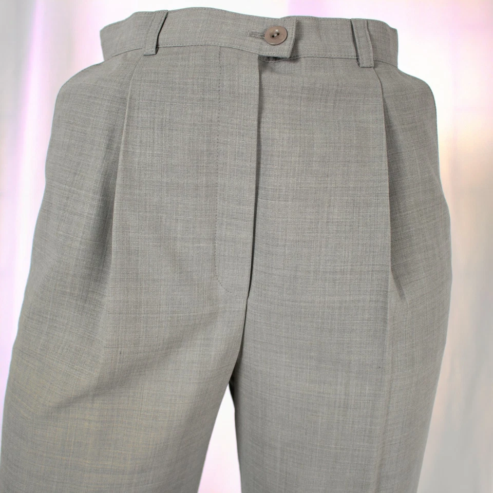 ESCADA Light Gray Grayhound Wool Pleated Women Dress Pants Size 4 36 - Image 2 of 4