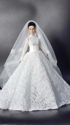 white christmas dresses Ivory wedding dress ostrich feathers for barbie doll – The Doll Tailor main image 0