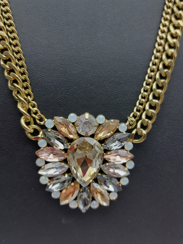 Signed Loft Necklace Various Size and Color Pendant Double Flat Chains 20"