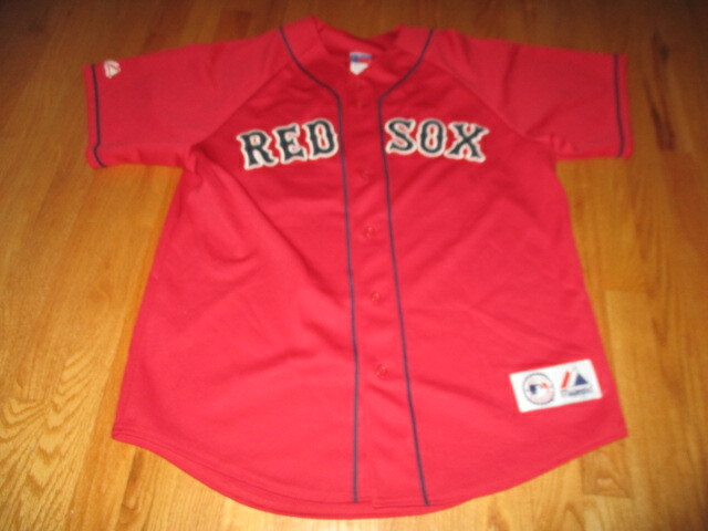 Majestic JASON VARITEK No. 33 BOSTON RED SOX Button-Down (LG 