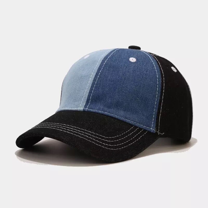 Vintage Denim Multi Colorblock Cap Baseball Patchwork Jean  display picture 2