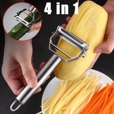 4in1 Sparschäler Multifunktionsreibe Julienne Sparschäler Gemüse Obst Schäler Edelstahl