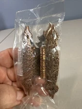 Vintage Antique  Cabinet Hinge -Offset hammered copper 3 1/2" 1 PAIR With Screws