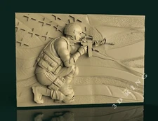 3D STL Model AMERICAN SOLDIER for CNC Router 3D Printer Engraver Carving Aspire