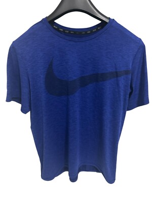 Nike Dri-Fit Running Shirt Mens Size XL Short Sleeve Blue Logo