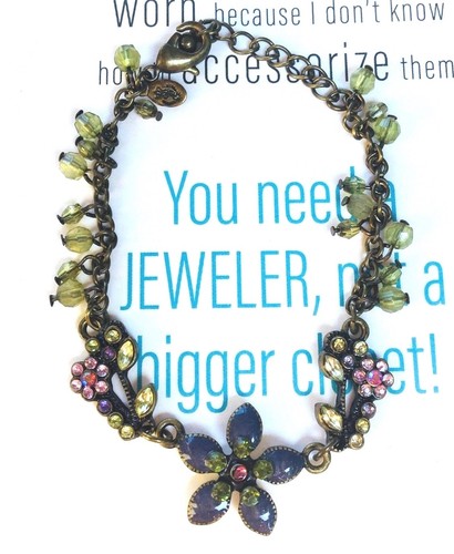 Premier Designs ''Katy‘’ antique crystal flower Bracelet. Length 7.5'' - 第 1/5 張圖片