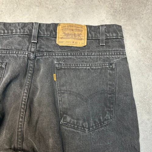 Levis 505 Denim Jeans Mens 38" Orange Tab Straight Leg Vintage Trousers, Black - 第 5/9 張圖片