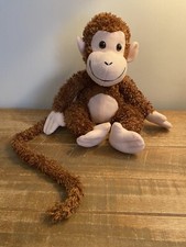 PMS Brown Long Tailed Chimpanzee Soft Toy 12” Monkey Plush + 21” Tail Wired Tip