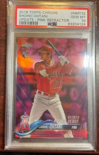 2018 Topps Chrome Rookie Shohei Ohtani RC HMT32 Pink Refractor Psa 10 Gem