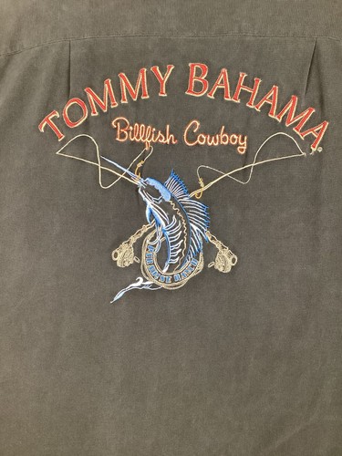 Tommy Bahama Homme Grande Chemise Noire Boutonnée Manches Courtes, Billfish Cowboy - Photo 3/11