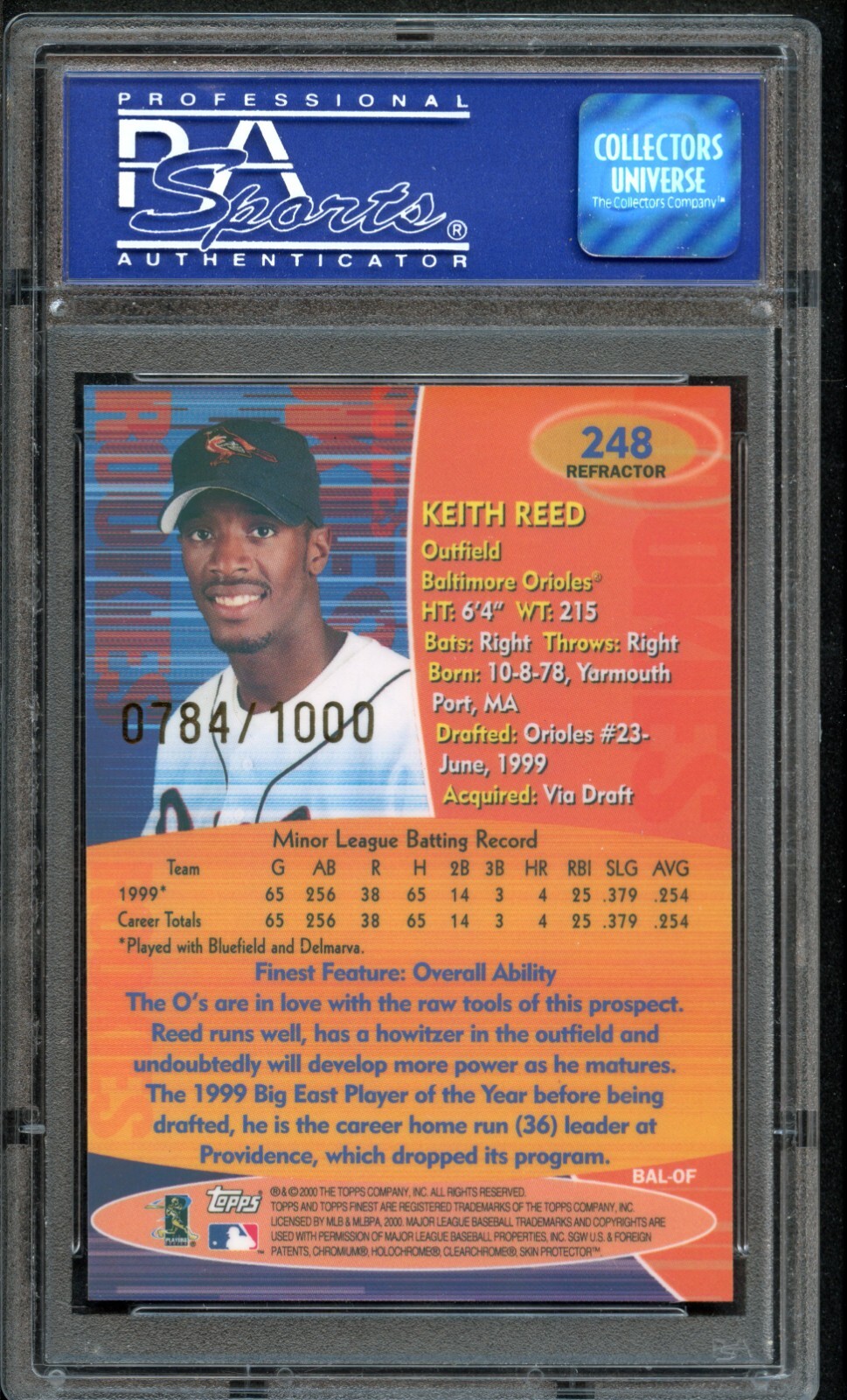 Keith Reged's 2000 Topps Finest - Rookies Keith Reed #248 Refractor /1000 (RC) for ...