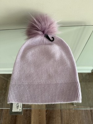 NWT NORDSTROM RACK 100% CASHMERE BEANIE POM PURPLE PETAL HAT  display picture 1