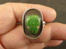 NAVAJO SPIDERWEB TURQUOISE SILVER RING MID CENTURY VINTAGE TUCSON ESTATE