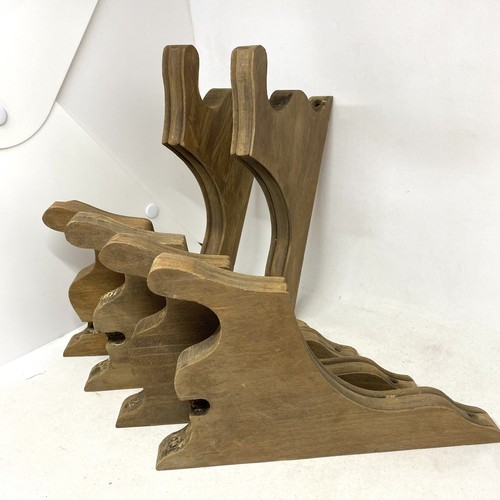 Lot of 6 Used Vintage Natural Wooden Curtain Rod Brackets