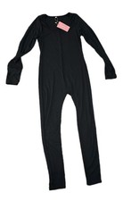 All-In-One Crew Neck One Piece Jumpsuit/ Mesh Catsuit Black Size L