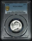 Washington Silver Quarter. 1940 P. PCGS MS64. Lot # 9065-354-504