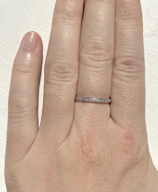 Channel Set Eternity Band 2mm CZ Stackable Bridal Ring Guard .925 Silver Size 9