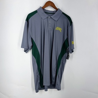 Knights Apparel Oregon Ducks Mens Grey Green Colorblock Polo Shirt Short Sleeve