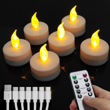 Rechargeable Tea Lights with Remote Timer,Battery Operated Flameless LED Tea Lig