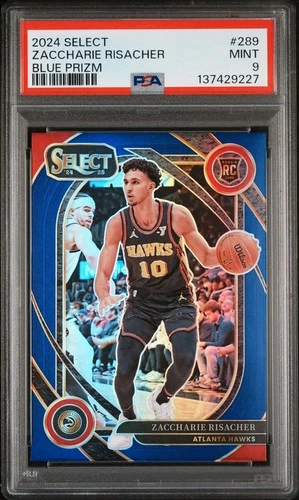 2024-25 Panini Select - Zaccharie Risacher #289 Blue Prizm (RC) PSA 9