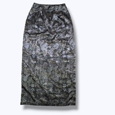 Vintage Floral Satin Midi Skirt Slit Goth Whimsygoth Dark Romantic Witchy Size 7