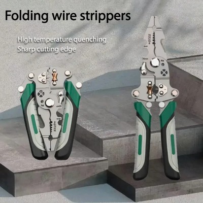 PROFESSIONAL FOLDING WIRE STRIPPERS   Multi-Tool Pliers for Cutting, Stripping,