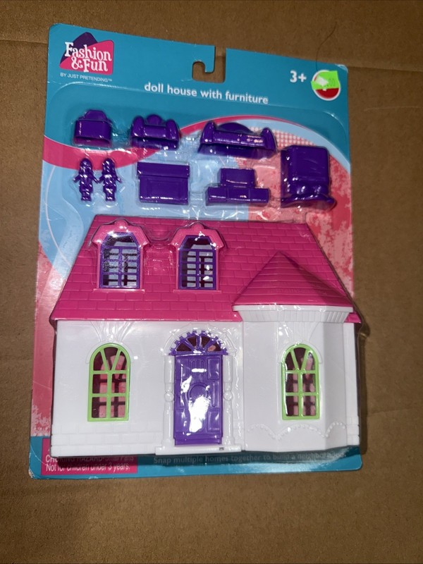 Fashion Doll Kids Antique Dollhouse with Furniture, Pink (WTF72)
