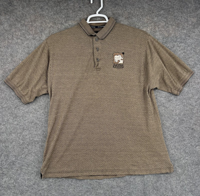 Arnold Palmer Polo Shirt Mens Large Brown Golf Short Sleeve Embroidered Patch