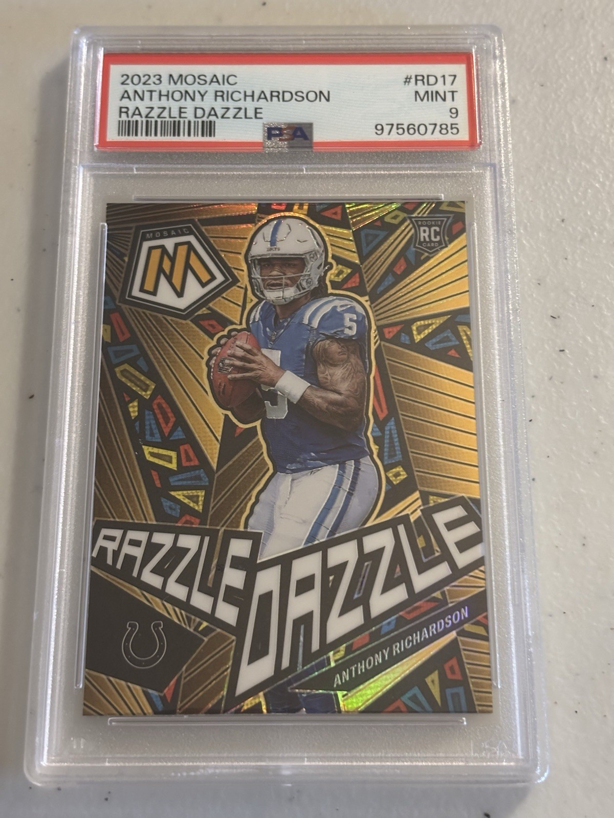 2023 Panini Mosaic Razzle Dazzle Anthony Richardson #RD-17 PSA 9 Rookie Card RC