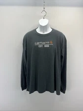 CARHARTT Shirt Mens XL Spellout EST 1889 Rugged Work Long Sleeve Cotton Gray