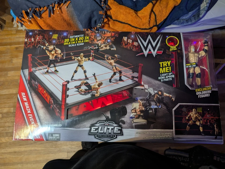 WWE Elite Raw Main Event Scale Wrestling Ring w/ LED Lights Complete Goldberg - Image 3 of 4