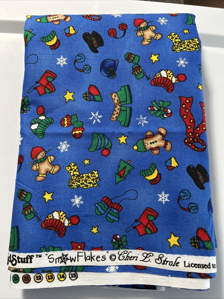 Cheri L. Strole “Kid’s Stuff” CHRISTMAS  Fabric " Snow Flakes"  Tossed 3 Yards - Image 3 of 3