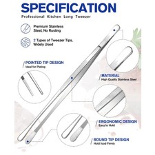 Sleek Stainless Steel Tweezers for Food Preparation
