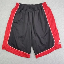 Adidas Basketball Shorts Mens Large Black Red Drawstring Pockets Logo Athletic L