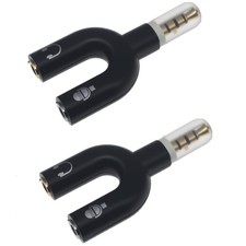 SYCZIOHU 3.5mm 4 Pole Male to 2 x 3 Female Headphone Y Splitter Black