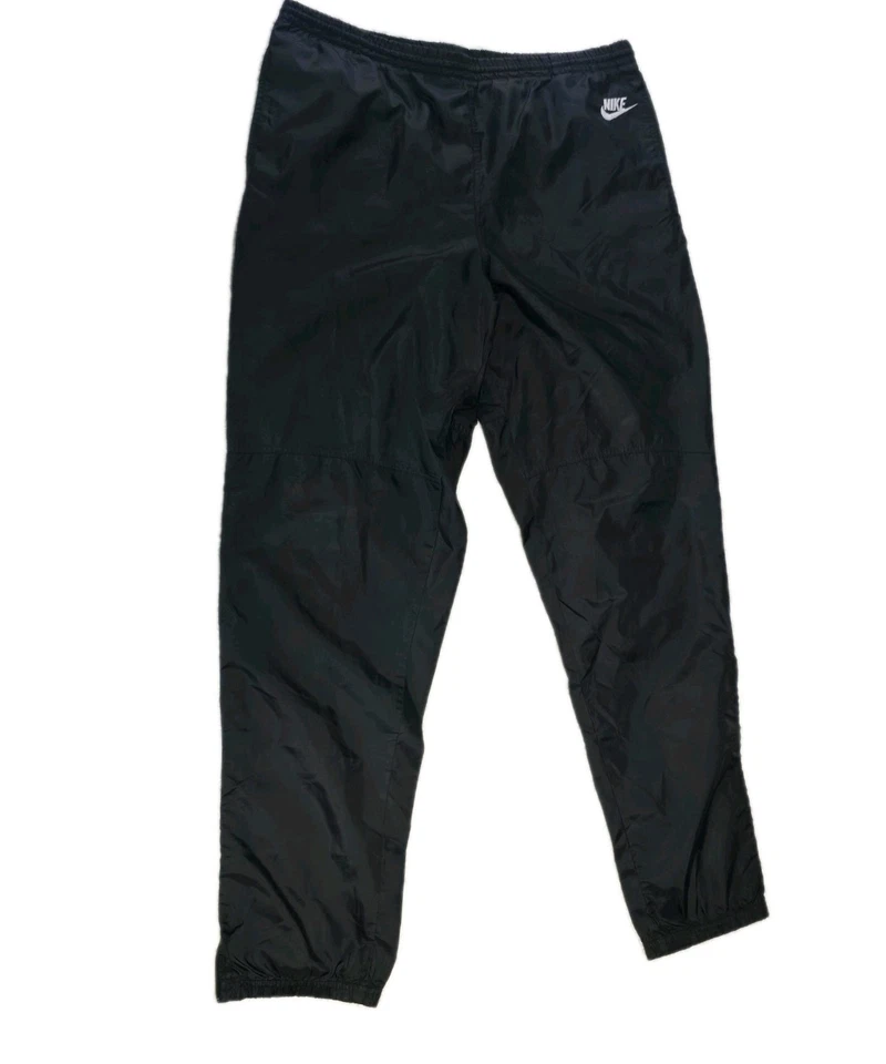 Throwback 90s Nike Track Pants Black Nylon Gray Tag Ankle Zip Swoosh Unlined L - Image 4 of 4
