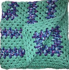 BEAUTIFUL NEW HANDMADE CROCHET BABY BLANKET/AFGHAN GREEN/MULTI